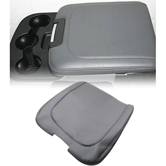 Leather Center Console Cover armrest Jump seat Cover Gray Compatible with Dodge Ram 2013 2014 2015 2016 2017 2018