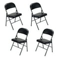 thumbnail image 1 of Leather Chair, 4Pcs Elegant Foldable Iron & PVC Chairs for Convention & Exhibition Black, 1 of 9