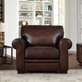thumbnail image 1 of Leather Chair - Mid-century Modern Design, Leather, Goose Feather & Down Comfort, Wood Frame, 350lbs Capacity, Color, Living Space Top Grain Solid Weight Primary Area, 1 of 3