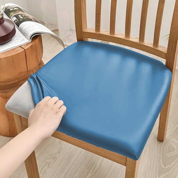 Leather Chair Seat Cushion Cover, Solid Color Anti-Slip Seat Cover, High Elastic Soft Chair Seat Cover, for Home Hotel Restaurant Dining Hall Chair Seat Decoration