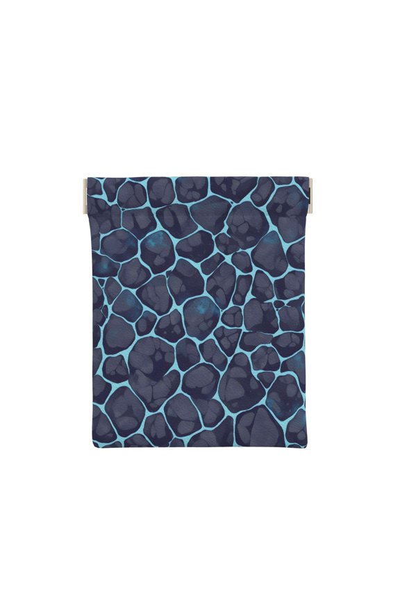 Leather Change Purse 4.33.9in Small Storage Bag Automatic Closure Anti-Stain Easy To Clean, Small And Convenient Animal Skin Print Style Darkturquoise_3