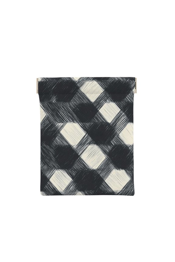 Leather Change Purse 4.33.9in Small Storage Bag Automatic Closure Anti-Stain Easy To Clean, Small And Convenient Darkgray Checked Hand-Drawn Sketch_1