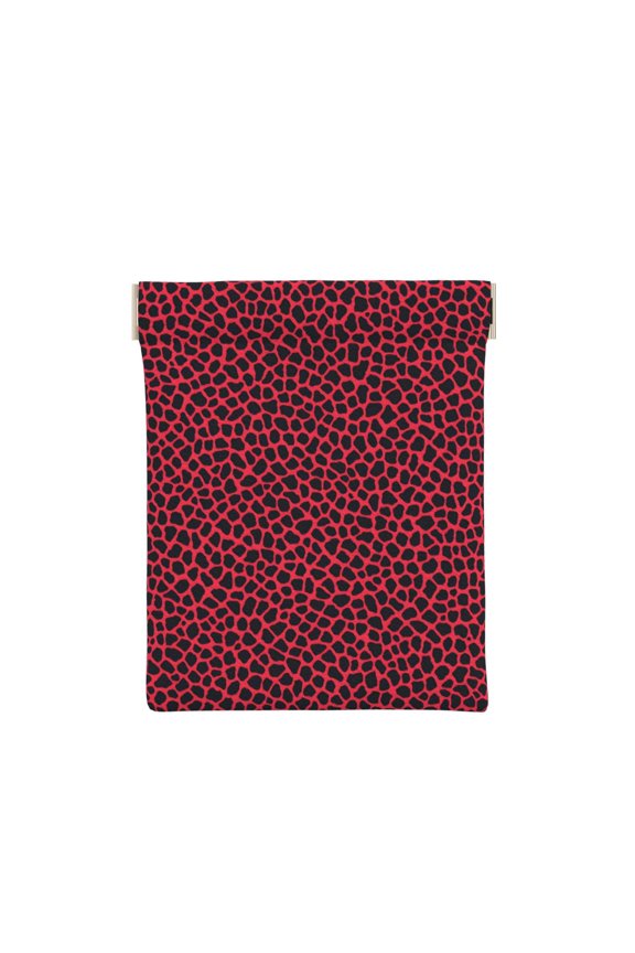 Leather Change Purse 4.33.9in Small Storage Bag Automatic Closure Anti-Stain Easy To Clean, Small And Convenient Leopard Print Pattern Red And Black_3