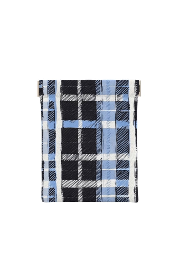 Leather Change Purse 4.33.9in Small Storage Bag Automatic Closure Anti-Stain Easy To Clean, Small And Convenient Mediumblue Houndstooth Buffalo Plaid Tartan Check Scotland Hand-Drawn Sketch_3