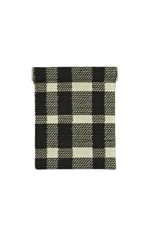Leather Change Purse 4.33.9in Small Storage Bag Automatic Closure Anti-Stain Easy To Clean, Small And Convenient Olive Houndstooth Buffalo Plaid Tartan Check Scotland_3