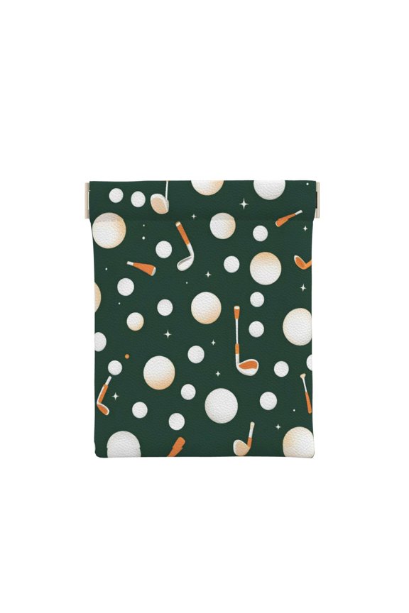Leather Change Purse 4.33.9in Small Storage Bag Automatic Closure Anti-Stain Easy To Clean, Small And Convenient Smoothly Seamless Golf Pattern