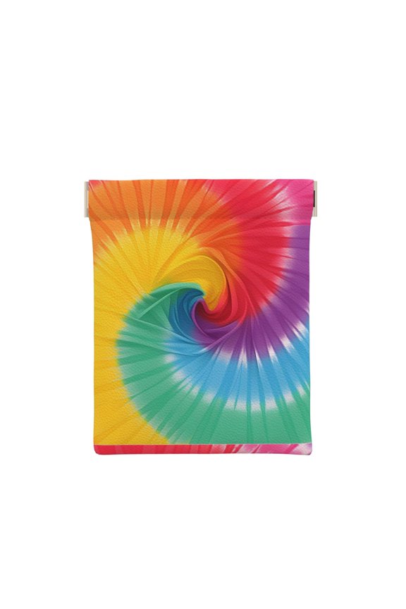 Leather Change Purse 4.33.9in Small Storage Bag Automatic Closure Anti-Stain Easy To Clean, Small And Convenient Tie-Dye Pattern Rainbow Colors (3)