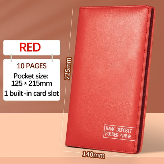 Leather Checkbook Cover with PVC Inner Pages, Magnetic Closure for Secure Storage of Bank Deposit Slips, Checks, Promissory Notes & Financial Documents, Ideal for Organizing Receipts and FAJHHA