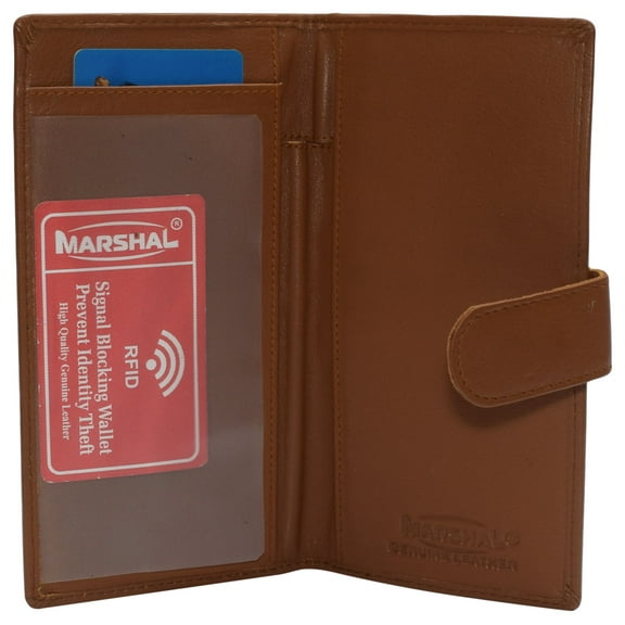 Leather Checkbook Cover RFID Wallets For Women Duplicate Check Card Pen Holder