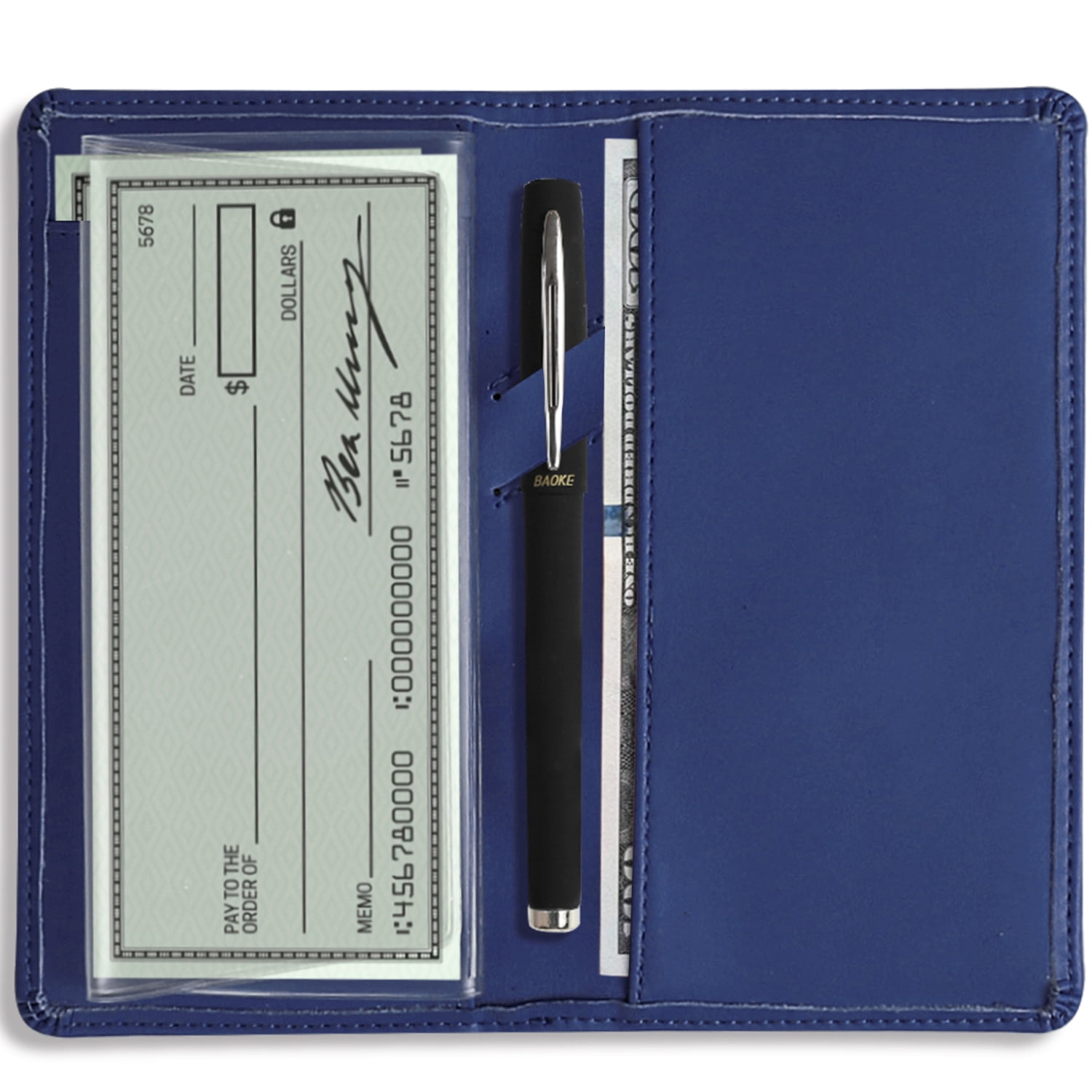 Leather Checkbook Cover for Men and Women, Check Book Case Card Holder ...