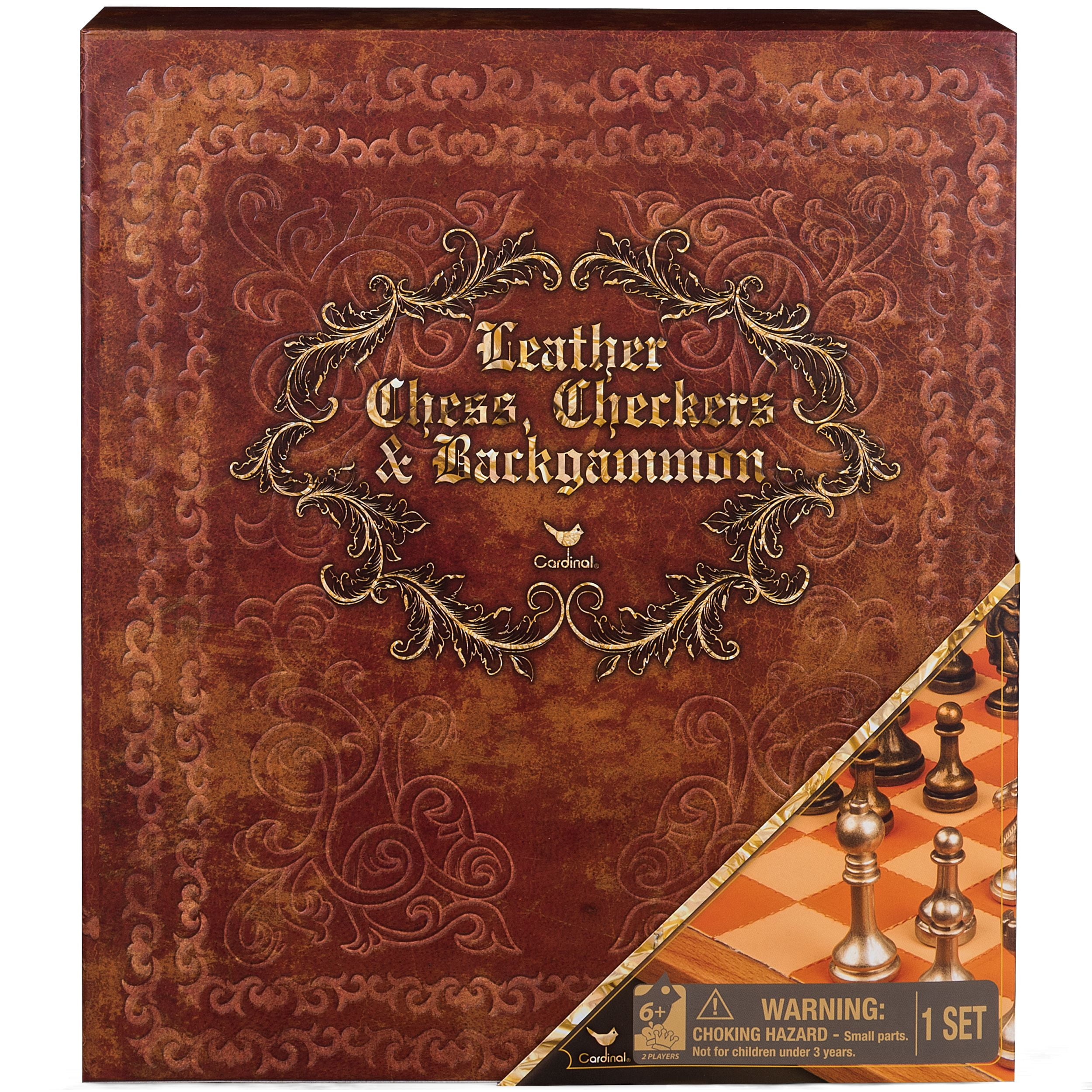 Leather Chess, Checkers, & Backgammon - Deluxe 3-Game Set - Walmart.com