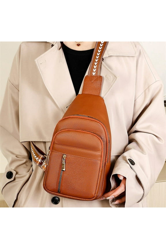 Leather Chest Bag for Women | European Retro Style Shoulder Purse - Crossbody Small Backpack | PU Leather - Lightweight Travel Sling Bag | Multiple Colors | 14.56"x6.69"x2.16" | 1 Pc