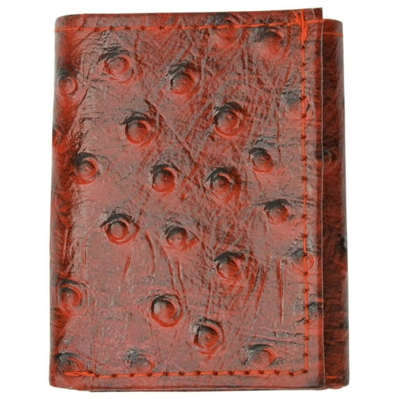 Leather Children Trifold Wallet Kids Ostrich Print 71825 OS