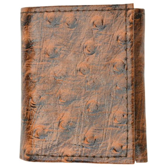 Leather Children Trifold Wallet Kids Ostrich Print 71825 OS