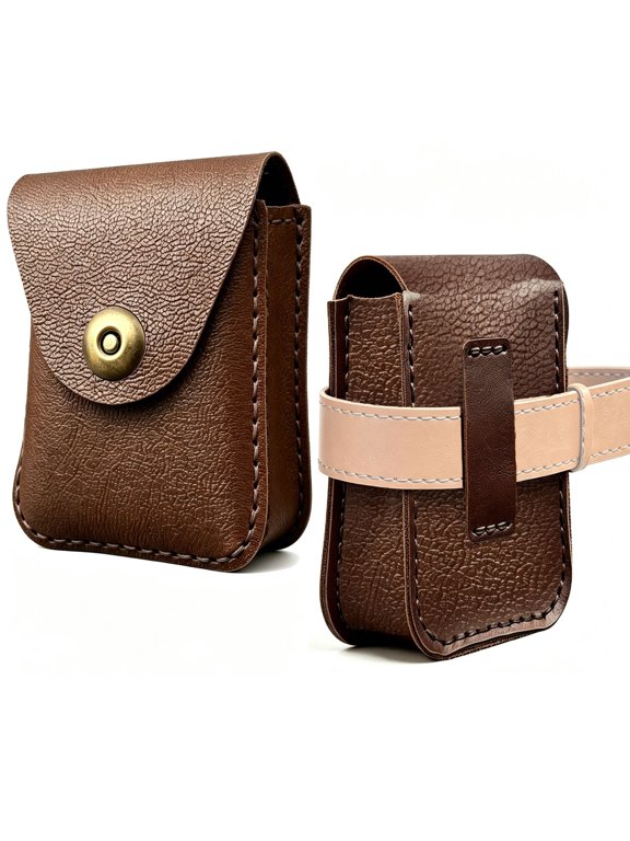 Leather Cigarette Case Crazy Horse Leather Mini Wallet Pouch with Belt Loop | Crush Proof Smoke Organizer for Men | Portable EDC Card & Money Holder | Flip-Top Pocket Storage Case