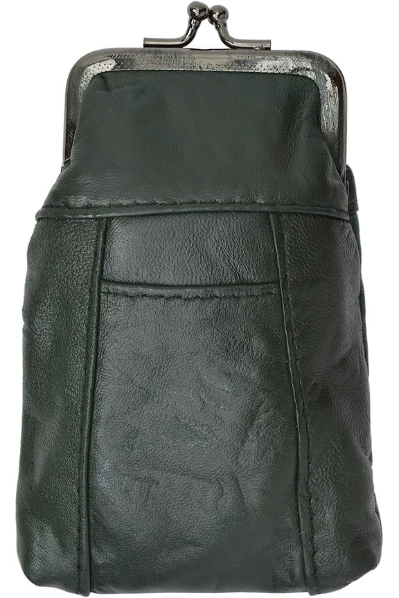 Leather Cigarette Case Pack Holder Regular or 100's Lighter Pocket Dark Green