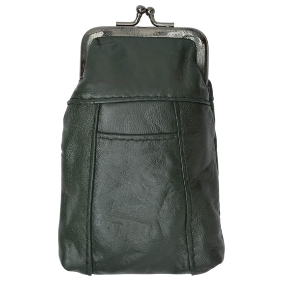 Leather Cigarette Case Pack Holder Regular or 100's Lighter Pocket Dark Green