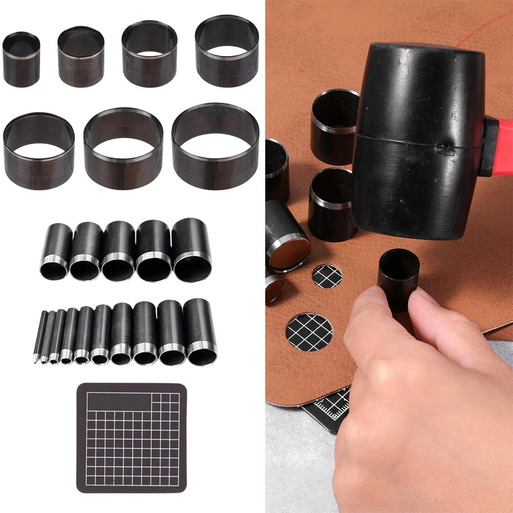Leather Rope Rounding Tool Leather Circle Cutter Tool Set, 22 Pieces Circle Punch Tools 1-12mm 15 ...