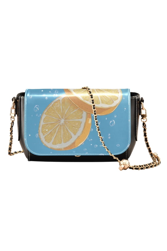 Leather Clamshell Crossbody Bag 10.4x5.5x3.7Inch Women's Crossbody Handbags Shoulder Purse Bank Card Bag Cash Bag Key Bag Beautiful Yellow Lemon