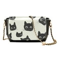 thumbnail image 1 of Leather Clamshell Crossbody Bag 10.4x5.5x3.7Inch Women's Crossbody Handbags Shoulder Purse Bank Card Bag Cash Bag Key Bag Black Cartoon Cat Seamless, 1 of 7