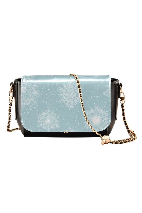 Leather Clamshell Crossbody Bag 10.4x5.5x3.7Inch Women's Crossbody Handbags Shoulder Purse Bank Card Bag Cash Bag Key Bag Delicate Snowflakes