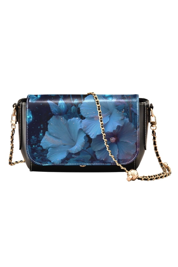 Leather Clamshell Crossbody Bag 10.4x5.5x3.7Inch Women's Crossbody Handbags Shoulder Purse Bank Card Bag Cash Bag Key Bag Flowers and Butterflies