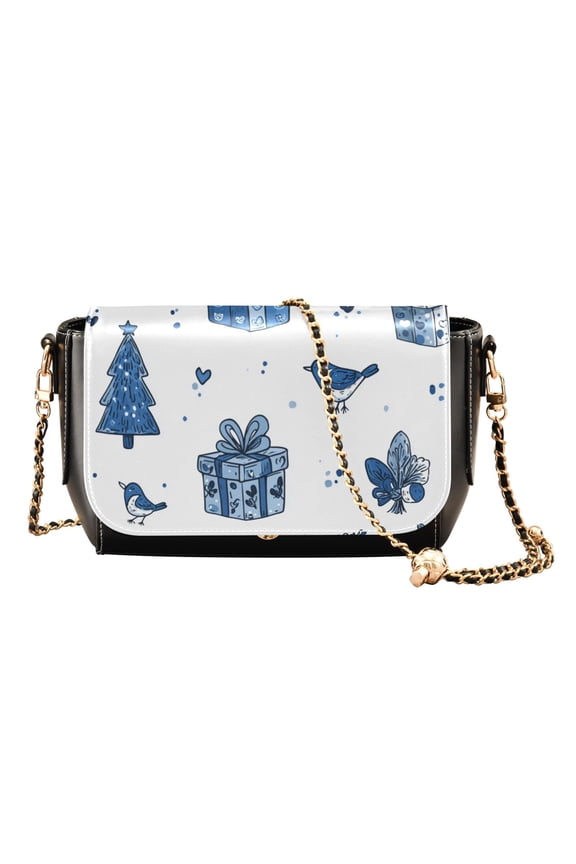 Leather Clamshell Crossbody Bag 10.4x5.5x3.7Inch Women's Crossbody Handbags Shoulder Purse Bank Card Bag Cash Bag Key Bag Gifts and Birds