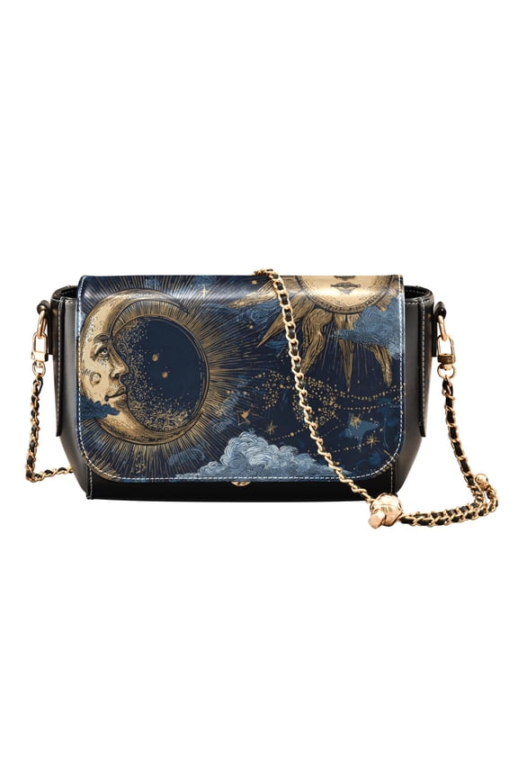 Leather Clamshell Crossbody Bag 10.4x5.5x3.7Inch Women's Crossbody Handbags Shoulder Purse Bank Card Bag Cash Bag Key Bag Golden Sun