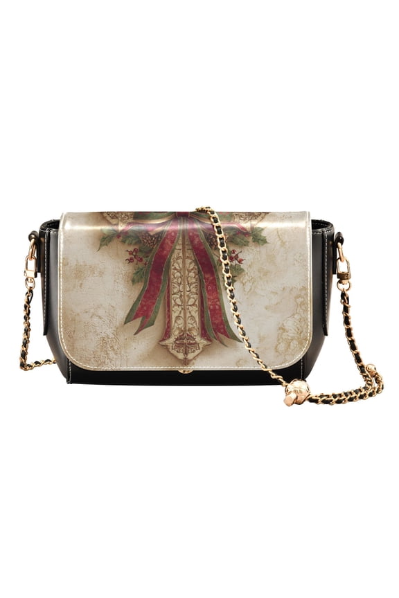 Leather Clamshell Crossbody Bag 10.4x5.5x3.7Inch Women's Crossbody Handbags Shoulder Purse Bank Card Bag Cash Bag Key Bag Lovely Christmas Cross