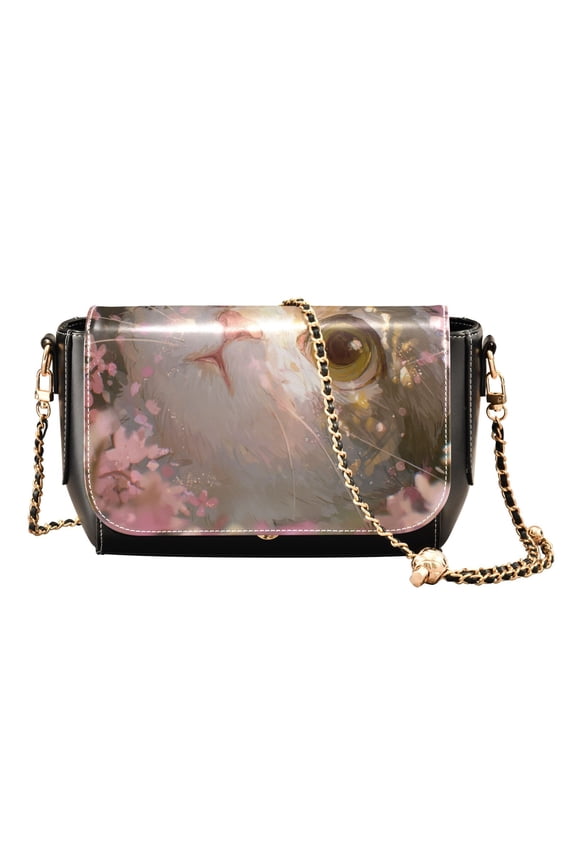 Leather Clamshell Crossbody Bag 10.4x5.5x3.7Inch Women's Crossbody Handbags Shoulder Purse Bank Card Bag Cash Bag Key Bag The Little Cat