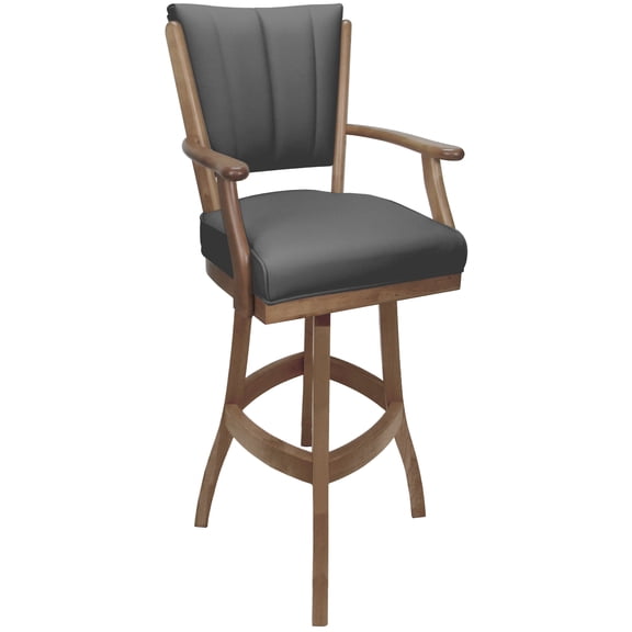 Leather Classic Extra Tall Solid Wood Bar Stool 34" Seat - Gray on Cashew