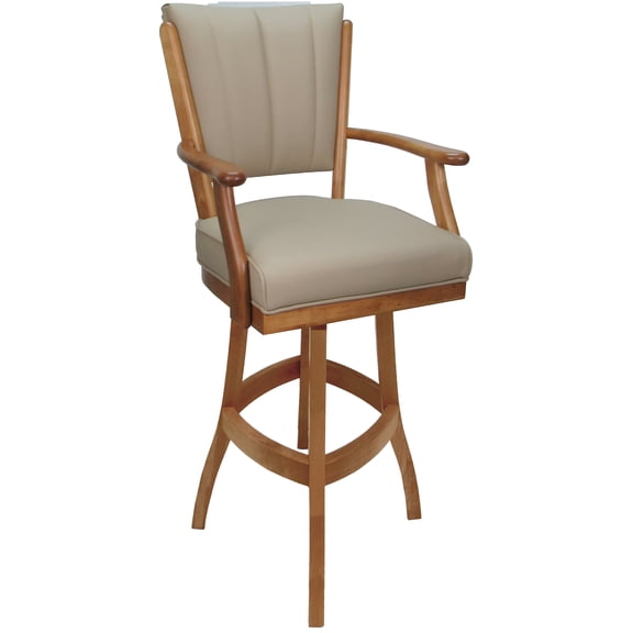 Leather Classic Solid Wood Bar Stool 30" Seat - Tan on Honey