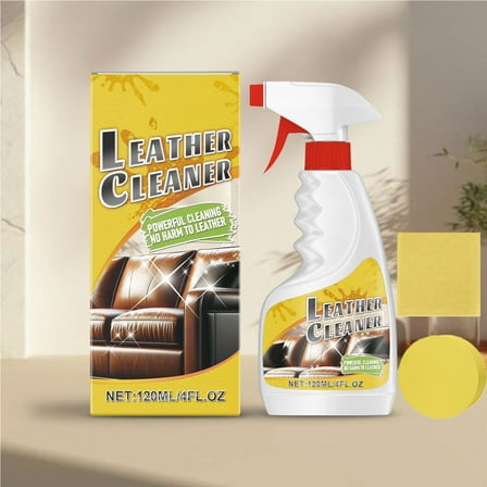 Leather Cleaner and Conditioner Kit for Furniture - Cleans Conditions and Restores Leather Surfaces - Help Prevent Cracking or Fading of Leather Car Seats, Shoes, Purses - 120ml (Cloth +Sponge Wipe)