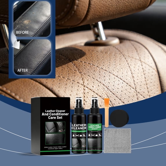 Leather Cleaner and Conditioner Set, Deep Dirt Purification, Fading Repair, Waterproof Anti Wear Coating, All Round Care Kit for Leather Sofas, Auto Seats, Bags and Daily Leather Goods