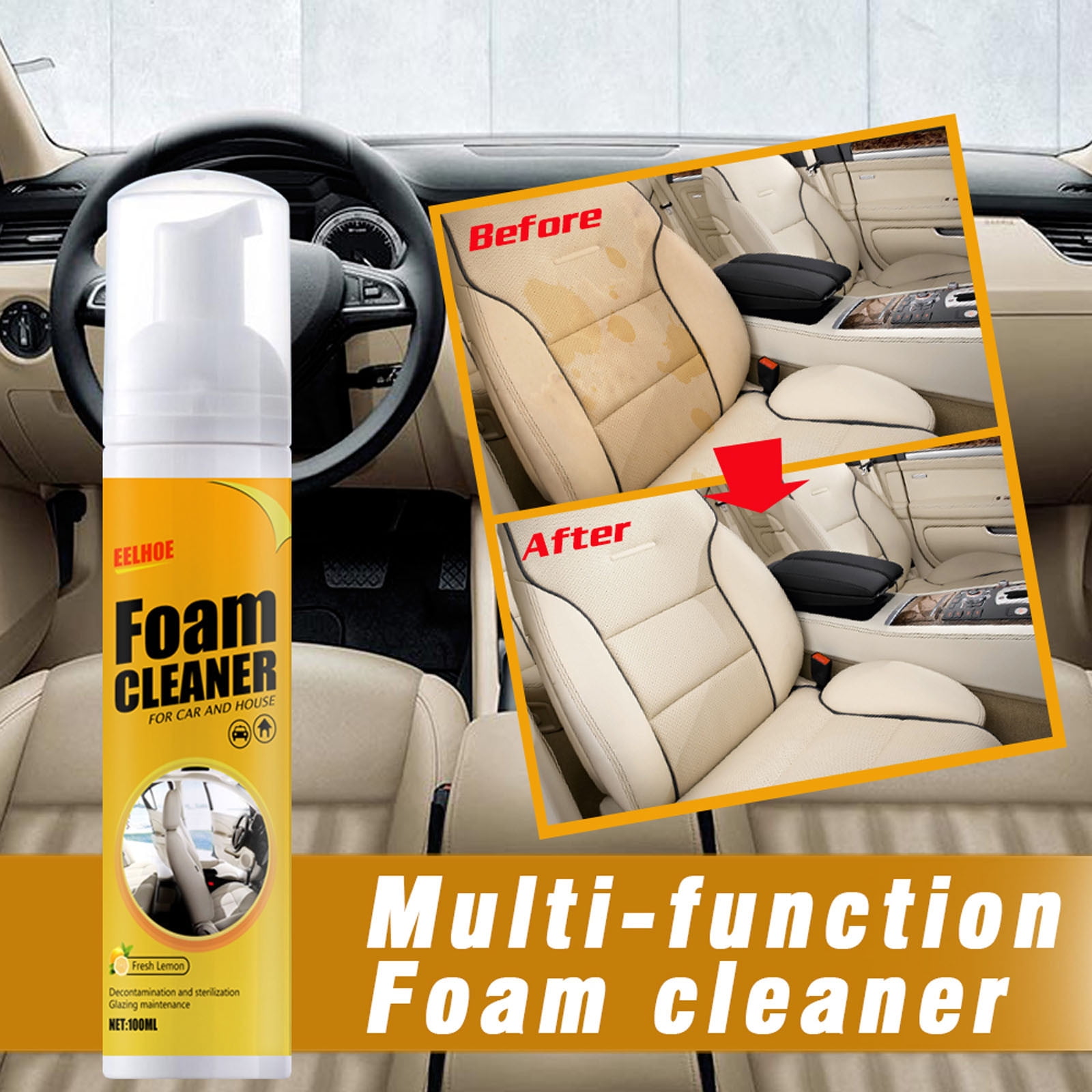 Car Interior Seat Cleaner Plastic Leather Polish Multi Purpose
