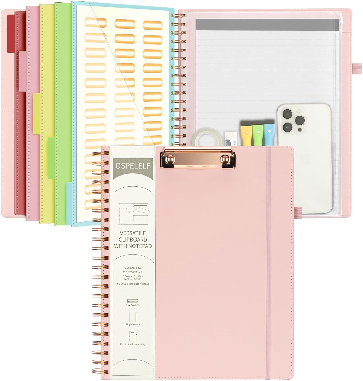 Leather Clipboard Folio with Notepad for Letter Size Spiral Folder ...
