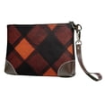 thumbnail image 1 of Leather Clutch 8 X 5. 5 In Wrist Strap And Hand Bag Easy To Carry Lightweight Waterproof And Durable Argyle Plaid Darkorange_3, 1 of 6