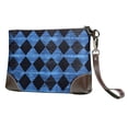 thumbnail image 1 of Leather Clutch 8 X 5. 5 In Wrist Strap And Hand Bag Easy To Carry Lightweight Waterproof And Durable Argyle Plaid Doderblue_2, 1 of 6