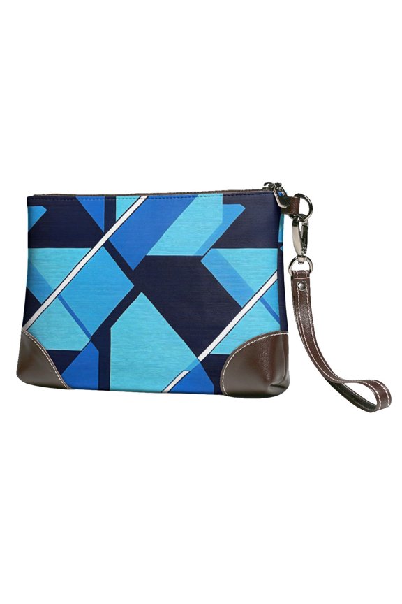 Leather Clutch 8 X 5. 5 In Wrist Strap And Hand Bag Easy To Carry Lightweight Waterproof And Durable Darkgray Geometric Patterns_1
