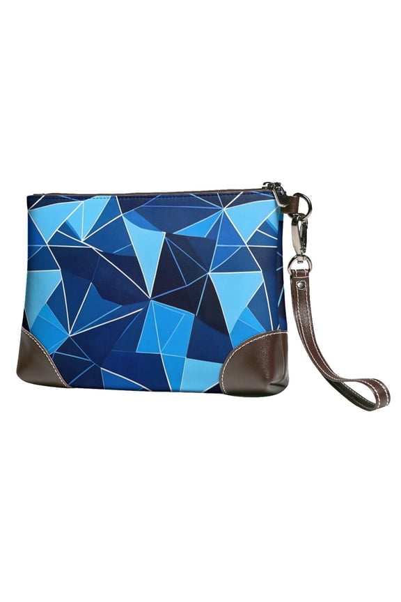 Leather Clutch 8 X 5. 5 In Wrist Strap And Hand Bag Easy To Carry Lightweight Waterproof And Durable Darkgray Geometric Patterns_4