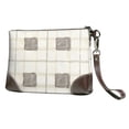 thumbnail image 1 of Leather Clutch 8 X 5. 5 In Wrist Strap And Hand Bag Easy To Carry Lightweight Waterproof And Durable Ivory Checked Hand-Drawn Sketch_1, 1 of 6