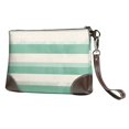 thumbnail image 1 of Leather Clutch 8 X 5. 5 In Wrist Strap And Hand Bag Easy To Carry Lightweight Waterproof And Durable Lightseagreen Stripe_3, 1 of 6