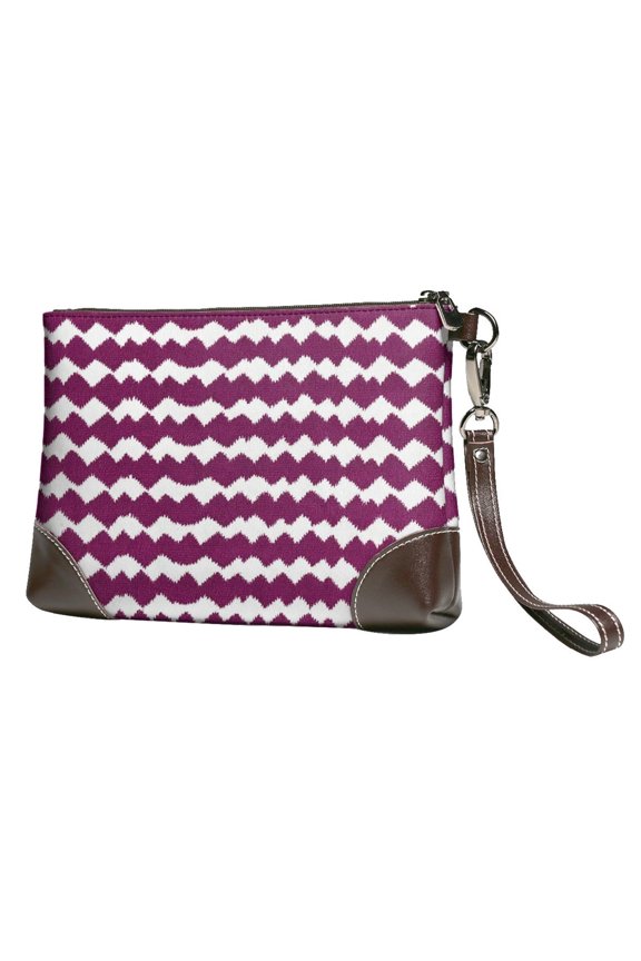 Leather Clutch 8 X 5. 5 In Wrist Strap And Hand Bag Easy To Carry Lightweight Waterproof And Durable Magenta Houndstooth_3