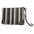 thumbnail image 1 of Leather Clutch 8 X 5. 5 In Wrist Strap And Hand Bag Easy To Carry Lightweight Waterproof And Durable Pale Violet Grey Stripe_2, 1 of 6