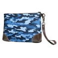 thumbnail image 1 of Leather Clutch 8 X 5. 5 In Wrist Strap And Hand Bag Easy To Carry Lightweight Waterproof And Durable Vector Camouflage Pattern Blue_1, 1 of 6
