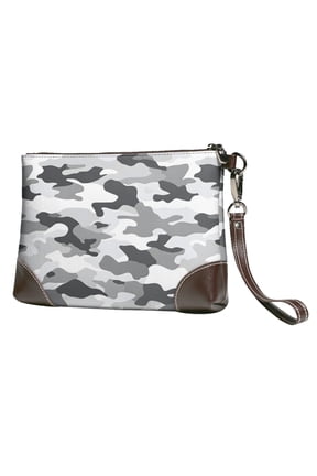 Leather Clutch 8 X 5. 5 In Wrist Strap And Hand Bag Easy To Carry Lightweight Waterproof And Durable Vector Camouflage Pattern Gray_2