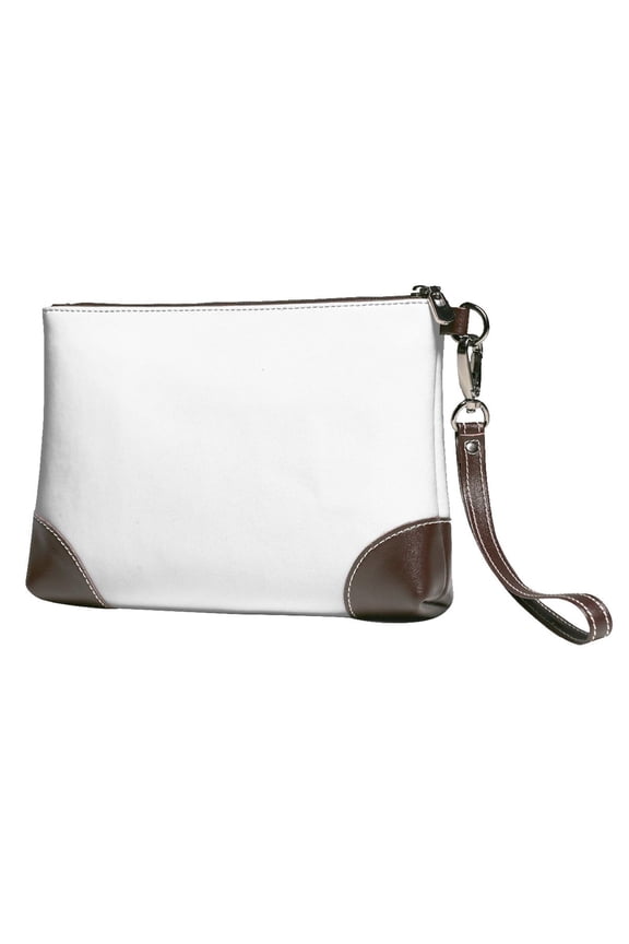 Leather Clutch 8 X 5. 5 In Wrist Strap And Hand Bag Easy To Carry Lightweight Waterproof And Durable White