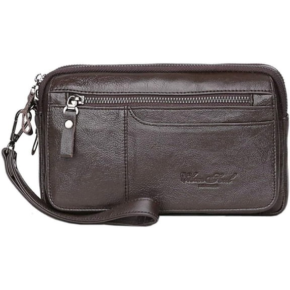 Leather Clutch Purse Wallet Men Wrist Bag