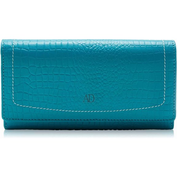 Leather Clutch RFID Wallets For Women - Big Womens Wallet Accordion Purse Organizer Zip Coin Pouch Gifts For Women