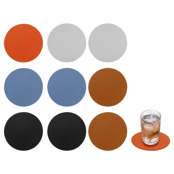 Leather Coasters, 4inch 10Pcs Personalized Coasters (Round, Multicolor)